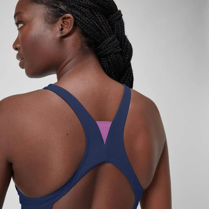 Women Swimming Costumes Speedo Women039s Solid Highneck Swimsuit Blue