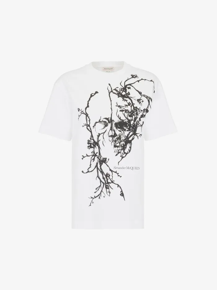 Women TShirts And Sweatshirts Alexander McQueen Blossom Skull Oversized TShirt White Women TShirts And Sweatshirts Alexander McQueen Blossom Skull Oversized TShirt White
