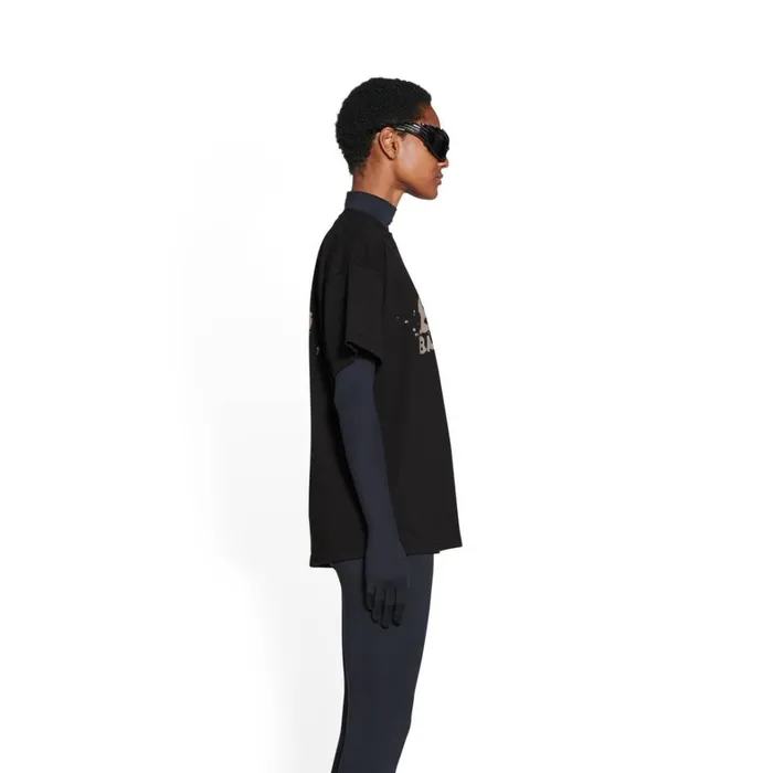 Women Tshirts Balenciaga Handdrawn Bb Icon Tshirt Medium Fit In Black