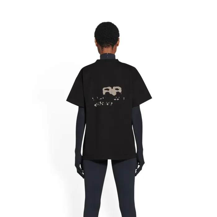 Women Tshirts Balenciaga Handdrawn Bb Icon Tshirt Medium Fit In Black