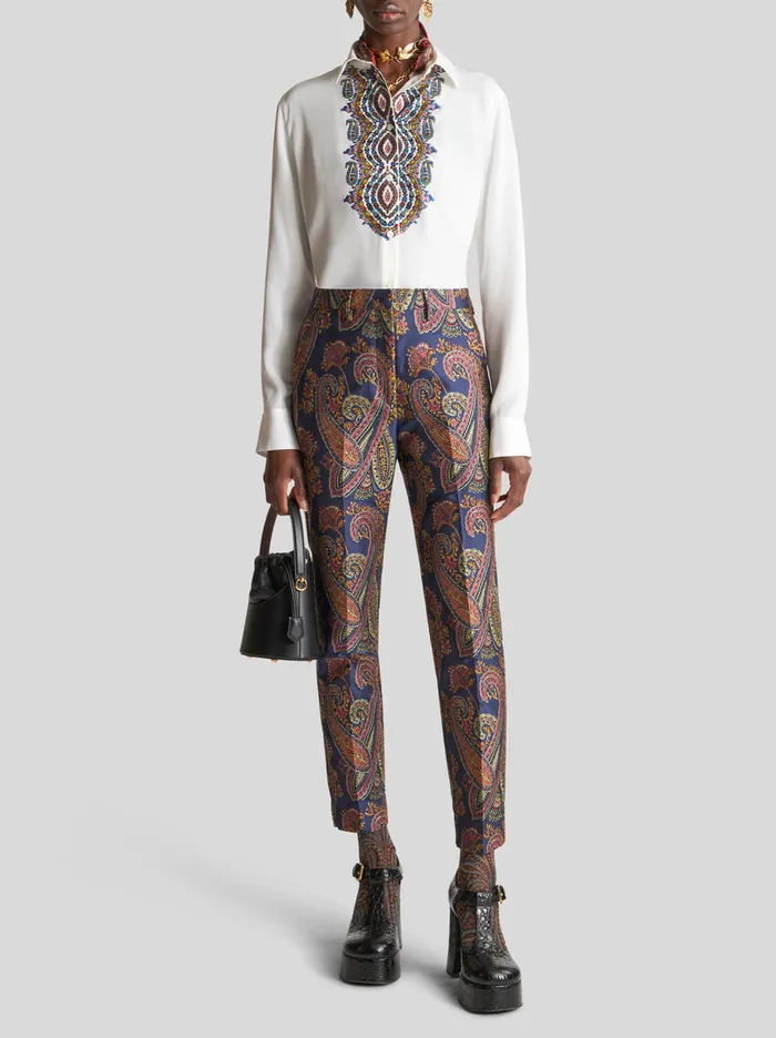 Women Tailored Jacquard Trousers Etro Trousers