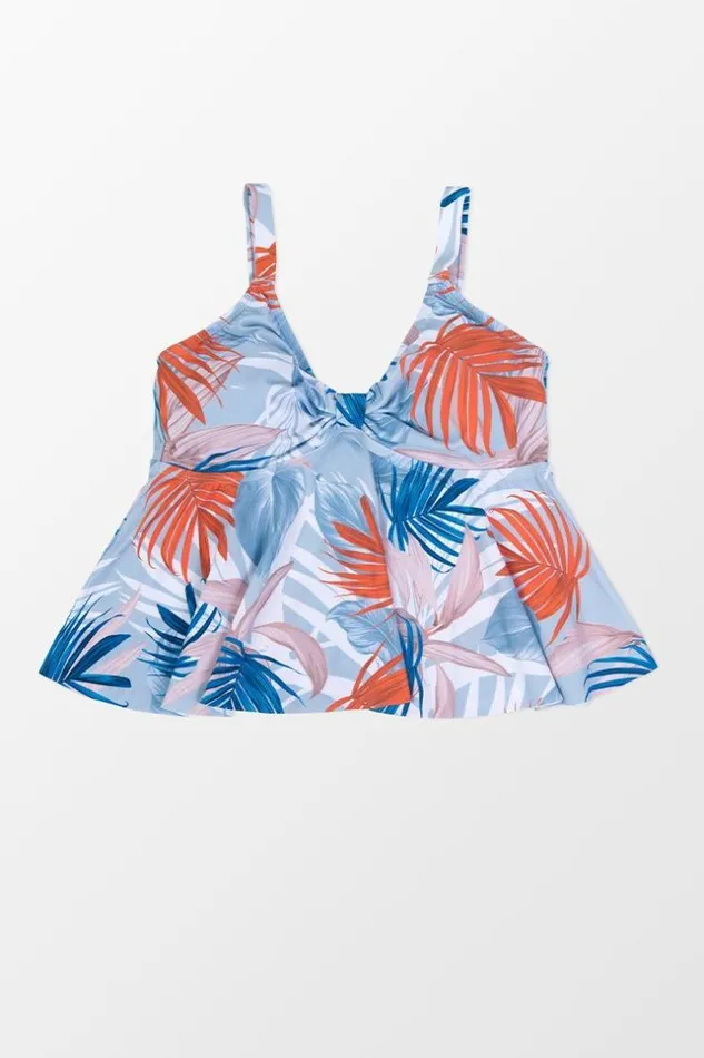 Women Tankini Cupshe Myra Ruffle Hem Plus Size Tankini Top Multicolor