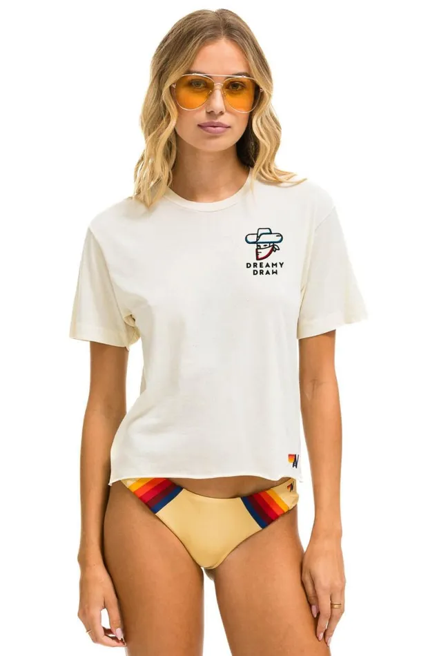 Women Tees Aviator Nation Dreamy Draw 2023 Boyfriend Tee 8211 Vintage White