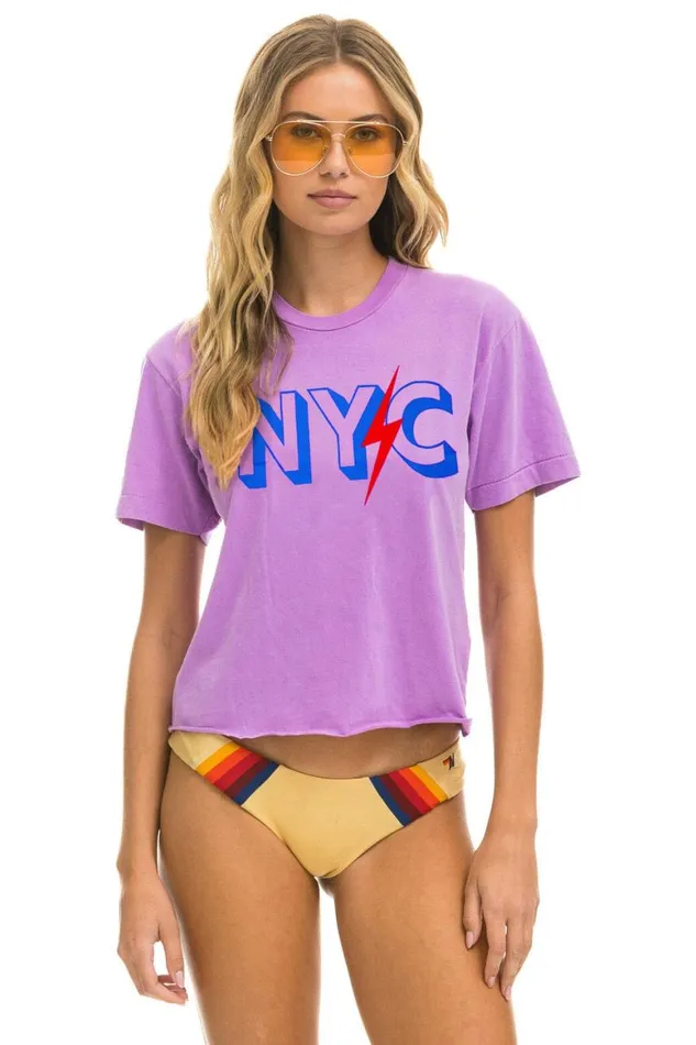 Women Tees Aviator Nation Gov Ball 2024 Boyfriend Tee 8211 Neon Purple
