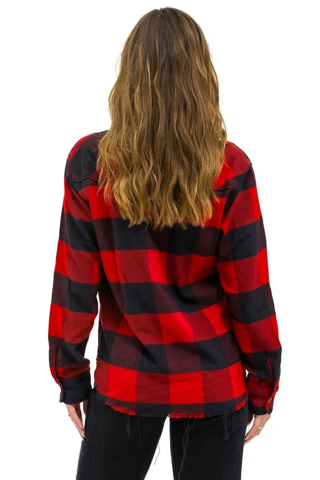 Women Tees Aviator Nation Plaid Flannel Light Weight Unisex Western Shirt 8211 Buffalo Plaid