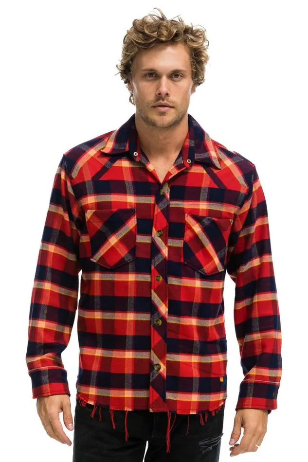 Women Tees Aviator Nation Plaid Flannel Light Weight Unisex Western Shirt 8211 Rugby Plaid