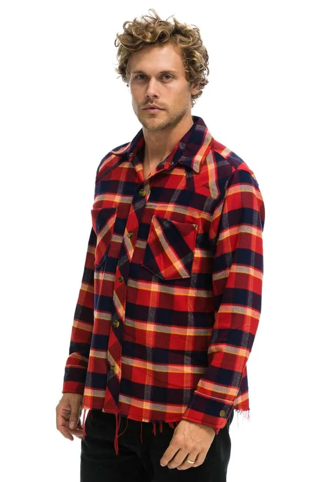 Women Tees Aviator Nation Plaid Flannel Light Weight Unisex Western Shirt 8211 Rugby Plaid