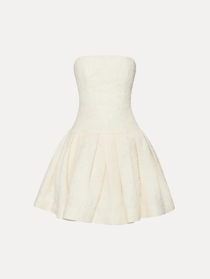 Women Textured Floral Cloqu CapeBack Dress Ivory Oscar De La Renta Dresses