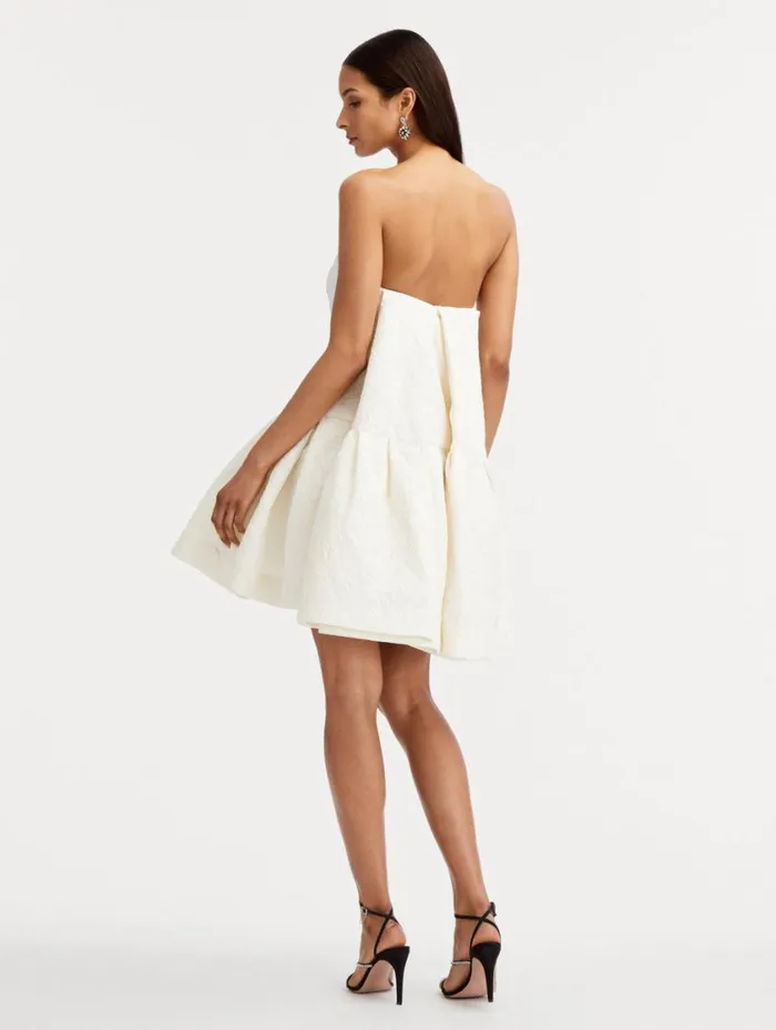 Women Textured Floral Cloqu CapeBack Dress Ivory Oscar De La Renta Dresses Women Textured Floral Cloqu CapeBack Dress Ivory Oscar De La Renta Dresses