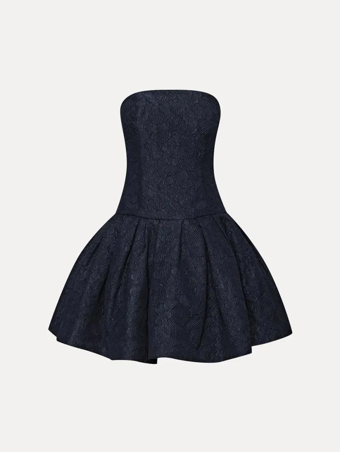 Women Textured Floral Cloqu CapeBack Dress Navy Oscar De La Renta Dresses