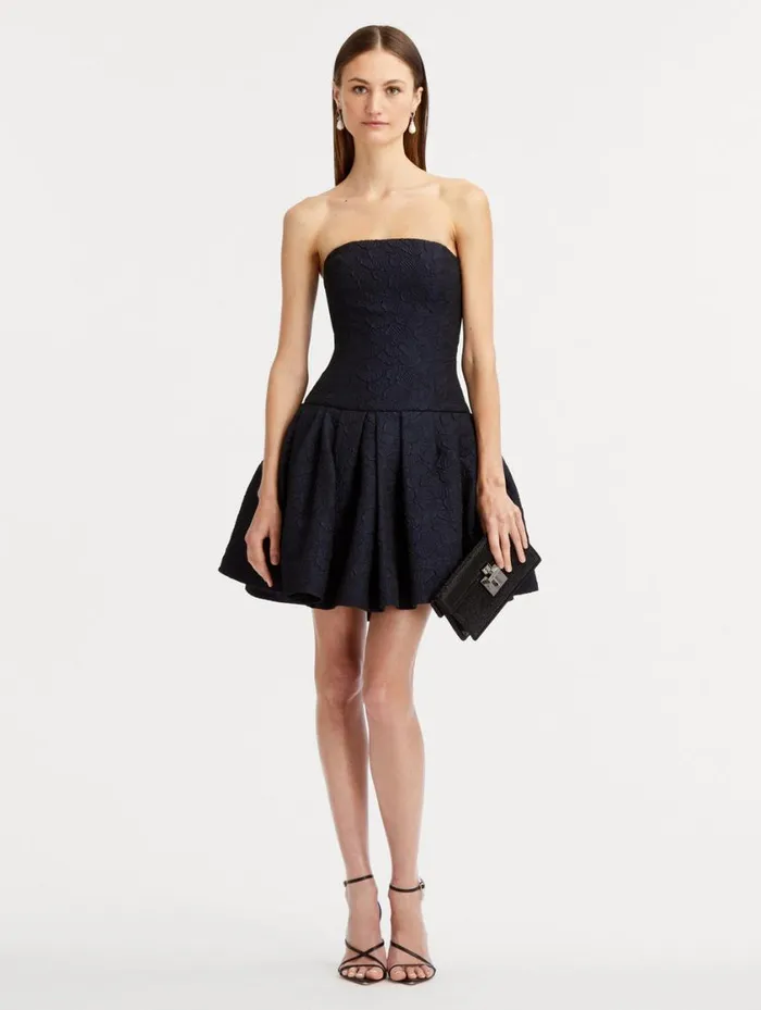 Women Textured Floral Cloqu CapeBack Dress Navy Oscar De La Renta Dresses Women Textured Floral Cloqu CapeBack Dress Navy Oscar De La Renta Dresses