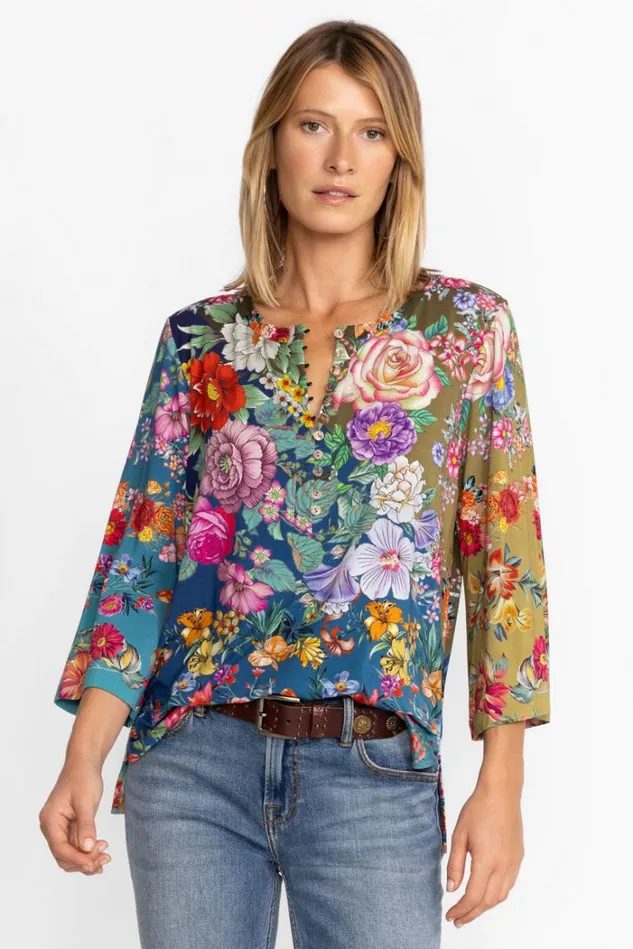 Women THE JANIE FAVORITE BUTTON FRONT HENLEY Neutra Johnny Was Tops