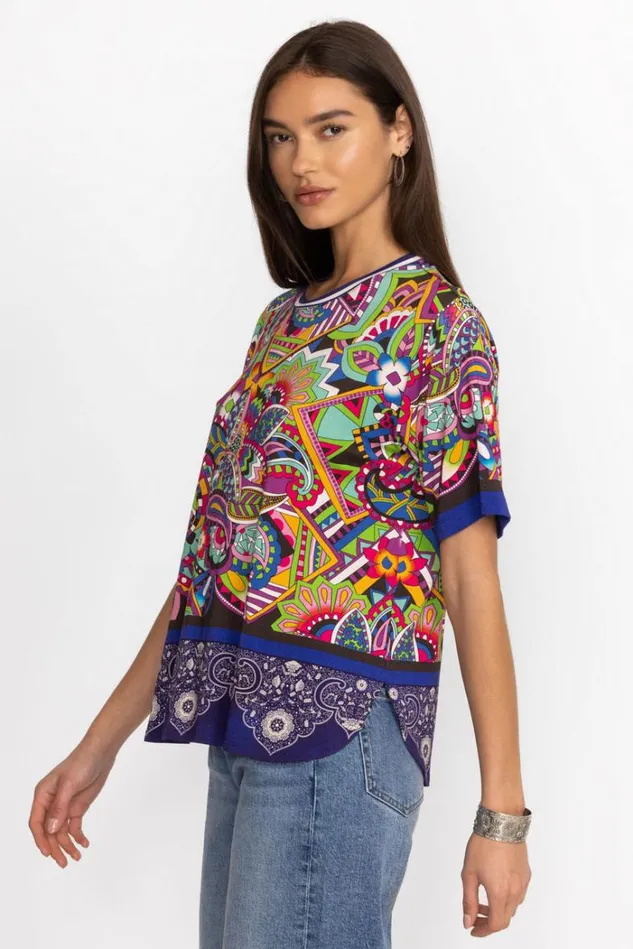 Women THE JANIE FAVORITE OVERSIZED CROPPED TEE Demarne Print Johnny Was Tops Women THE JANIE FAVORITE OVERSIZED CROPPED TEE Demarne Print Johnny Was Tops