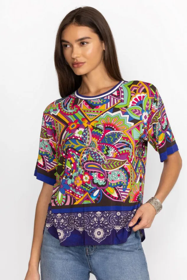 Women THE JANIE FAVORITE OVERSIZED CROPPED TEE Demarne Print Johnny Was Tops Women THE JANIE FAVORITE OVERSIZED CROPPED TEE Demarne Print Johnny Was Tops