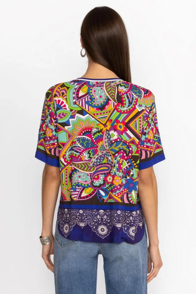 Women THE JANIE FAVORITE OVERSIZED CROPPED TEE Demarne Print Johnny Was Tops Women THE JANIE FAVORITE OVERSIZED CROPPED TEE Demarne Print Johnny Was Tops