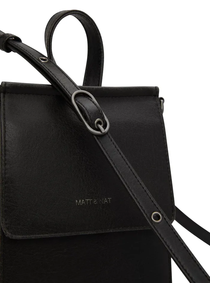 Women Thessa Vegan Crossbody Bag 8211 Vintage Black Matt and Nat Crossbody