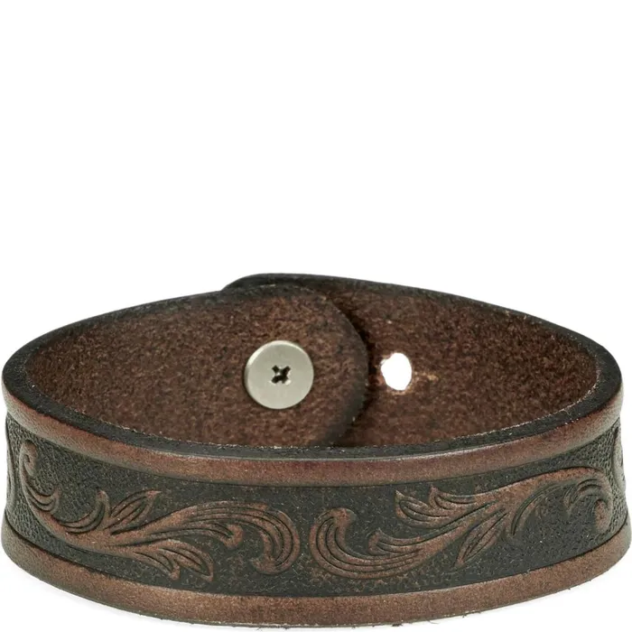 WOMEN Tooled Leather Bracelet Brown Justin Boots Jewelry