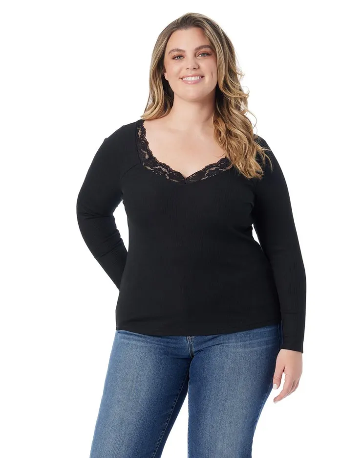 Women Tops and Tees Jessica Simpson Laurel Sweetheart Top In Anthracite