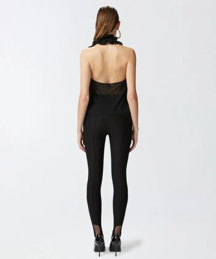 Women Topwear Pinko Georgette Top With Ruching Limo Black Women Topwear Pinko Georgette Top With Ruching Limo Black