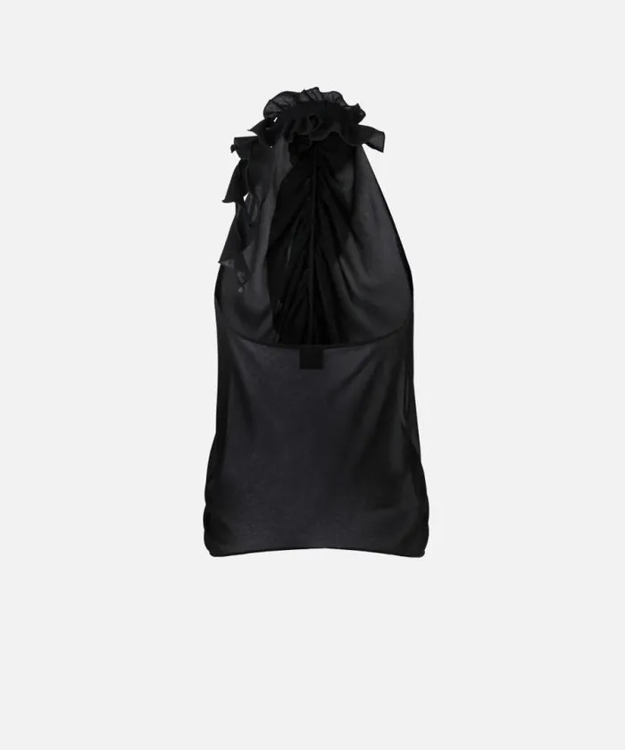 Women Topwear Pinko Georgette Top With Ruching Limo Black Women Topwear Pinko Georgette Top With Ruching Limo Black