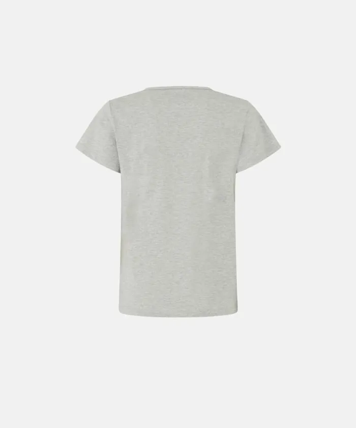 Women Topwear Pinko Vneck Tshirt With Jewel Embroidery Drizzle Grey Women Topwear Pinko Vneck Tshirt With Jewel Embroidery Drizzle Grey