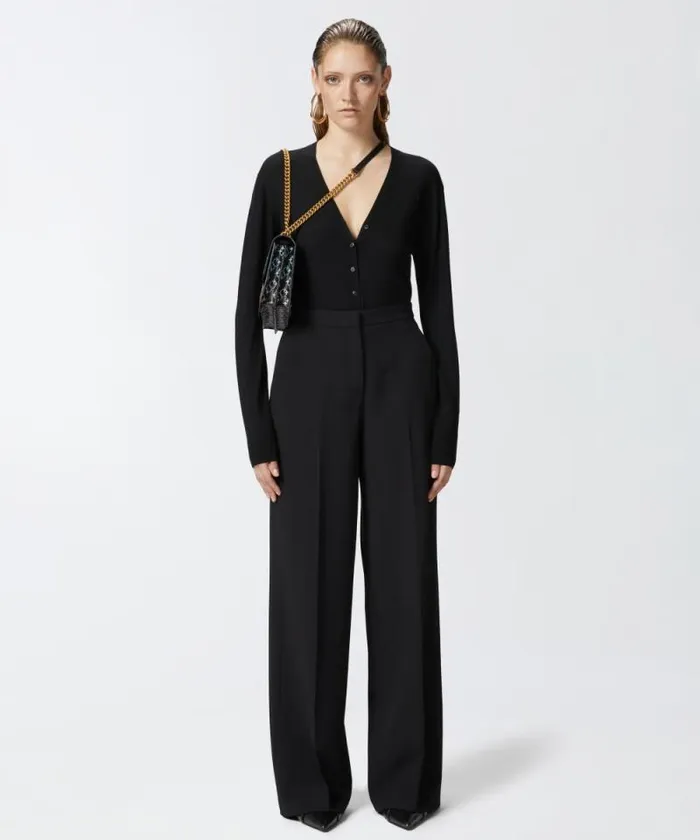 Women Trousers Pinko Elegant Palazzo Trousers In Crepe Limo Black