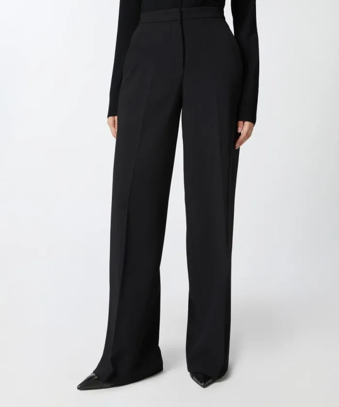 Women Trousers Pinko Elegant Palazzo Trousers In Crepe Limo Black Women Trousers Pinko Elegant Palazzo Trousers In Crepe Limo Black