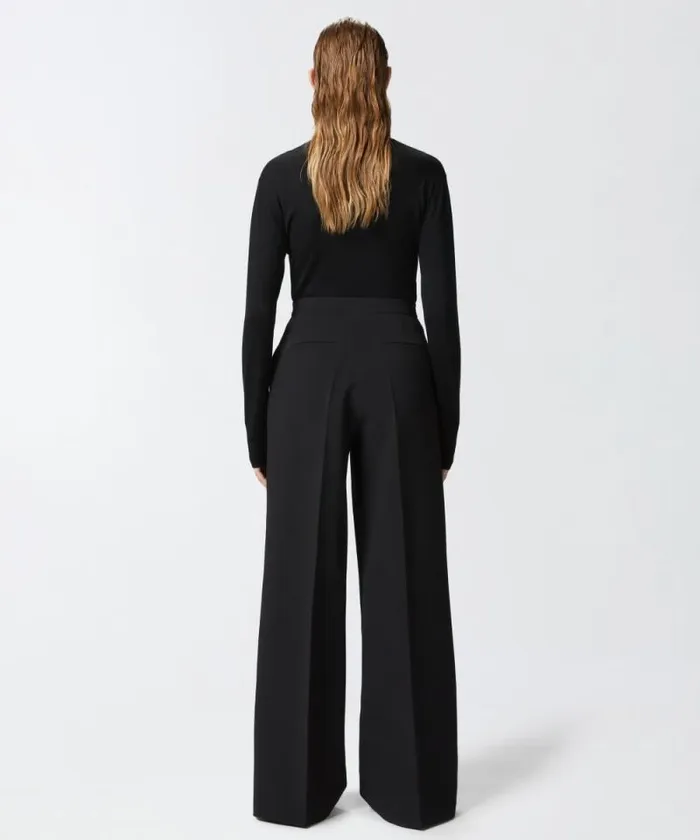 Women Trousers Pinko Elegant Palazzo Trousers In Crepe Limo Black Women Trousers Pinko Elegant Palazzo Trousers In Crepe Limo Black