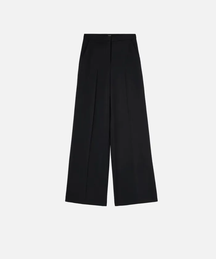 Women Trousers Pinko Elegant Palazzo Trousers In Crepe Limo Black Women Trousers Pinko Elegant Palazzo Trousers In Crepe Limo Black