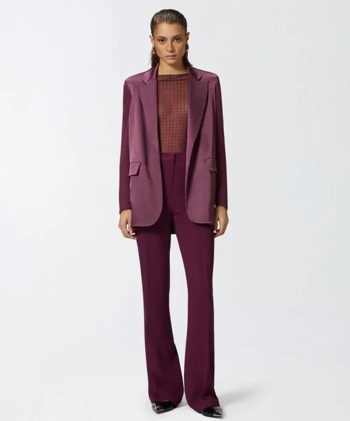 Women Trousers Pinko Highwaist Trousers In Technical Cady Grape Wine