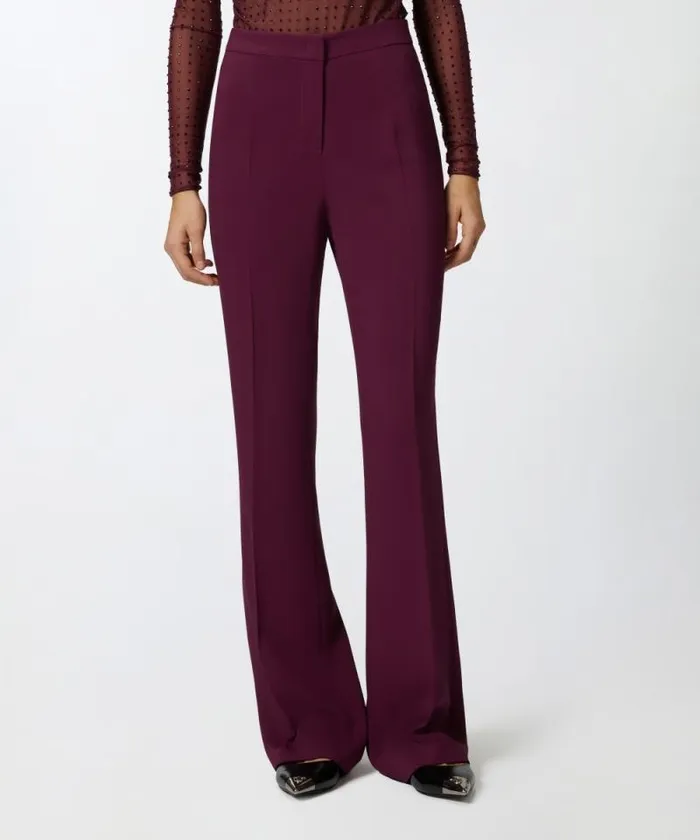 Women Trousers Pinko Highwaist Trousers In Technical Cady Grape Wine Women Trousers Pinko Highwaist Trousers In Technical Cady Grape Wine