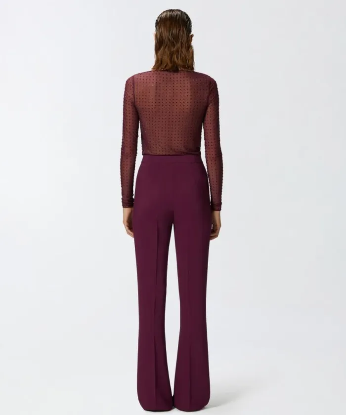 Women Trousers Pinko Highwaist Trousers In Technical Cady Grape Wine Women Trousers Pinko Highwaist Trousers In Technical Cady Grape Wine