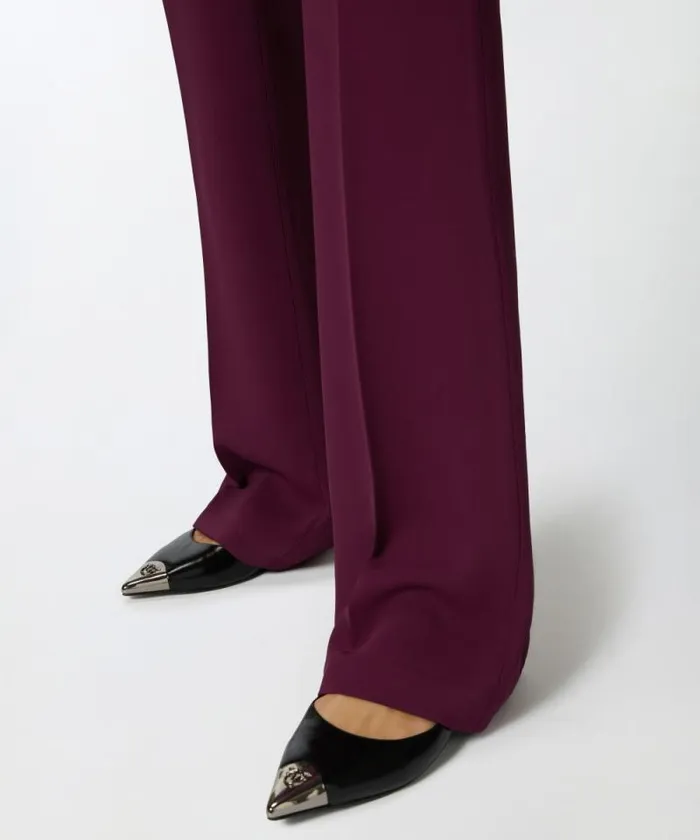 Women Trousers Pinko Highwaist Trousers In Technical Cady Grape Wine Women Trousers Pinko Highwaist Trousers In Technical Cady Grape Wine