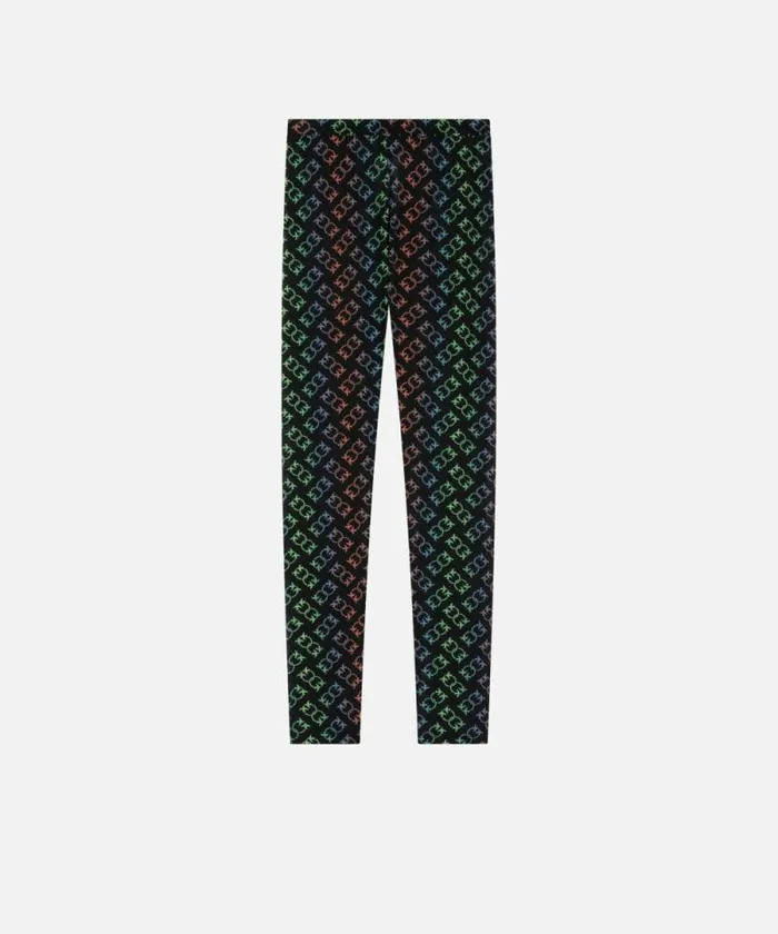 Women Trousers Pinko Lightweight Love Birds Monogram Print Leggings Blackmulticoloured Women Trousers Pinko Lightweight Love Birds Monogram Print Leggings Blackmulticoloured