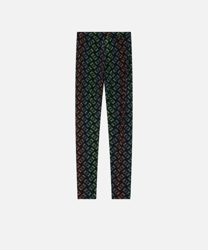 Women Trousers Pinko Lightweight Love Birds Monogram Print Leggings Blackmulticoloured Women Trousers Pinko Lightweight Love Birds Monogram Print Leggings Blackmulticoloured