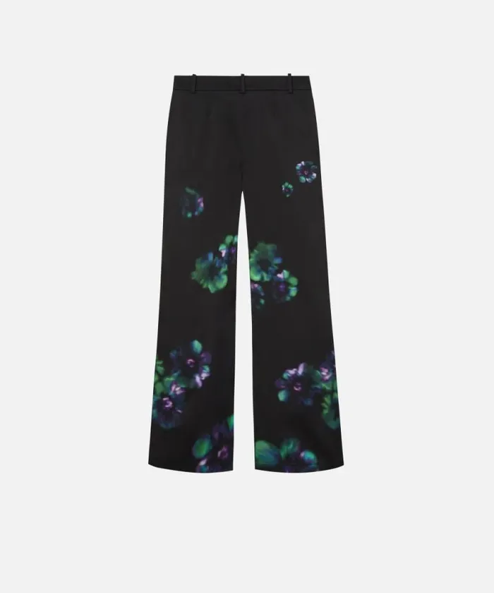 Women Trousers Pinko Satin Trousers With Floral Print Blackgreen Women Trousers Pinko Satin Trousers With Floral Print Blackgreen
