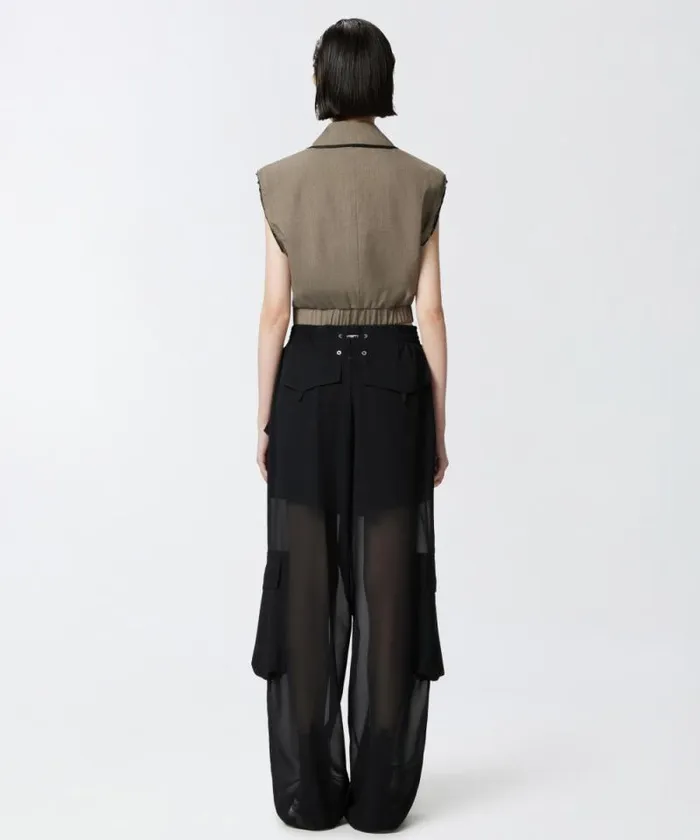 Women Trousers Pinko Sheer Georgette Cargo Trousers Limo Black Women Trousers Pinko Sheer Georgette Cargo Trousers Limo Black