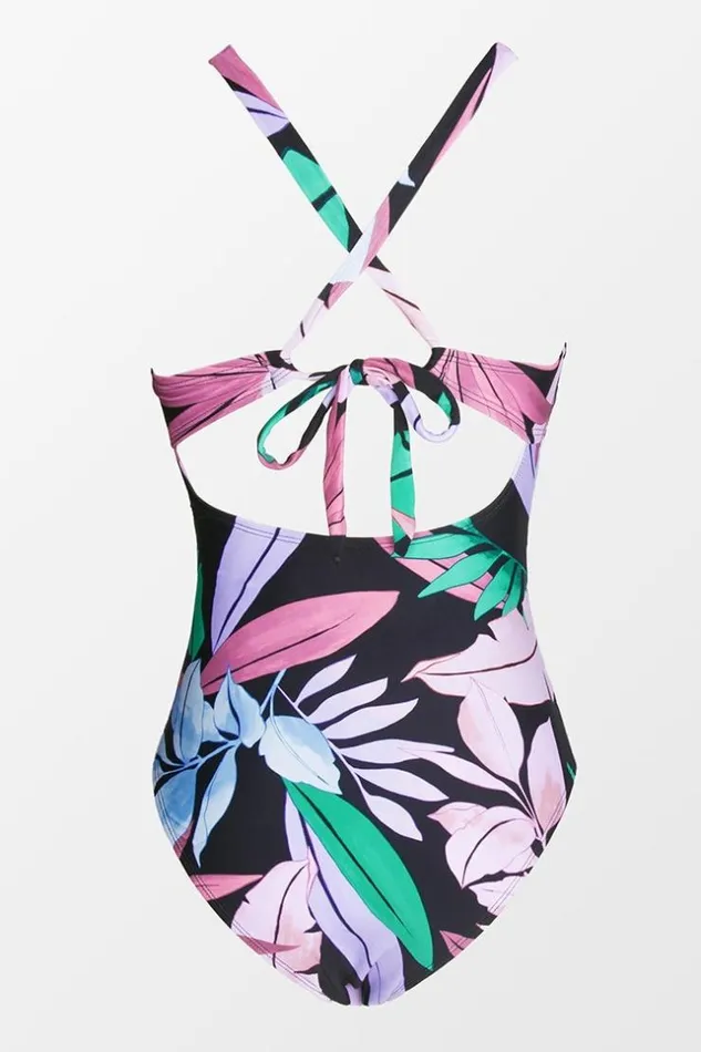 Women Tummy Control Swimsuits Cupshe Tropicool Leaf Double Strap Side Shirred One Piece Swimsuit Multicolor