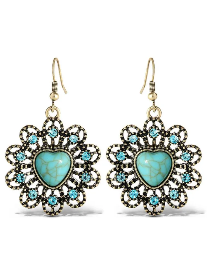 Women Turquoise Collection Jessica Simpson Turquoise Stone Ornate Heart Earrings