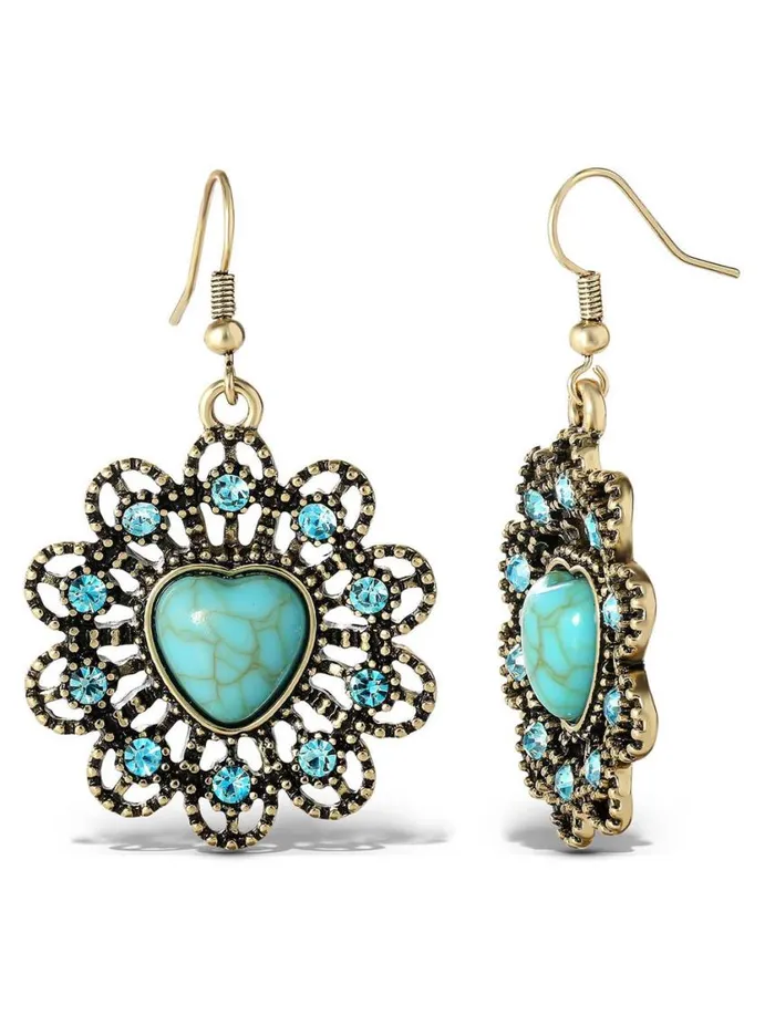 Women Turquoise Collection Jessica Simpson Turquoise Stone Ornate Heart Earrings