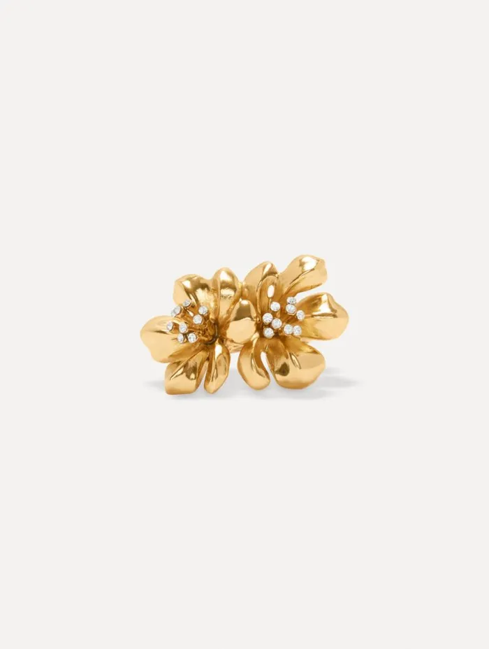 Women Twin Flower Ring Gold Oscar De La Renta Rings