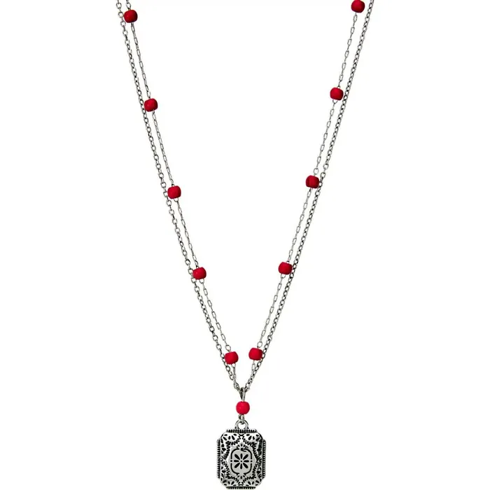 WOMEN Two Layer Necklace Silver Justin Boots Jewelry