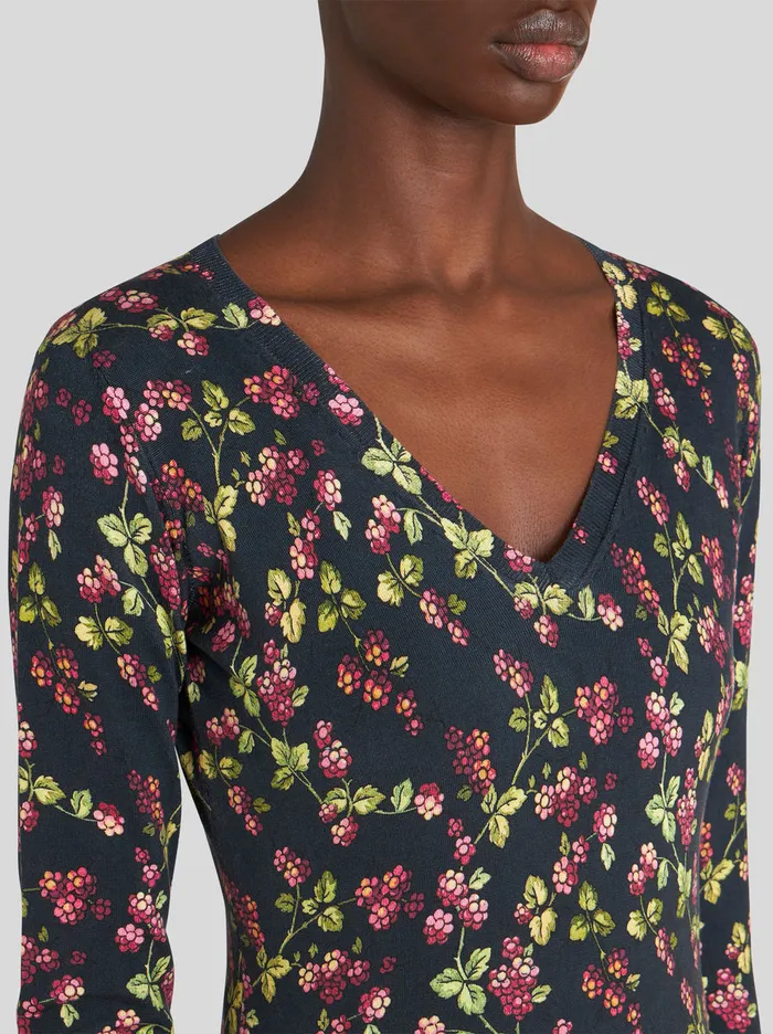 Women VNeck Printed Jumper Etro Knitwear