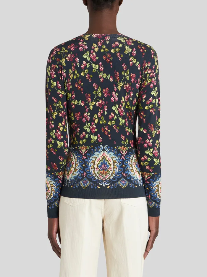 Women VNeck Printed Jumper Etro Knitwear