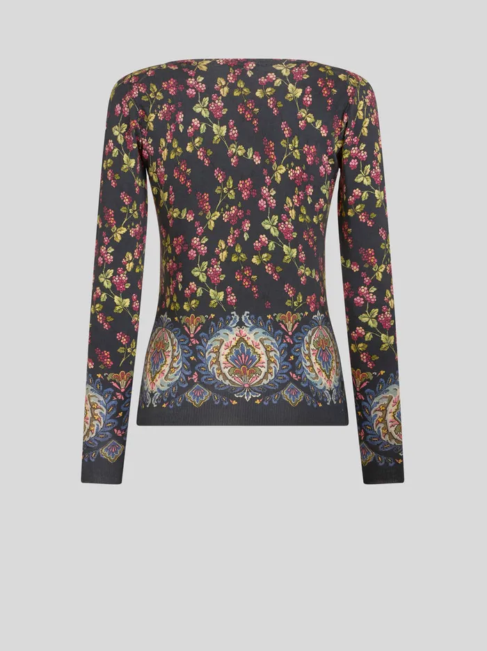 Women VNeck Printed Jumper Etro Knitwear