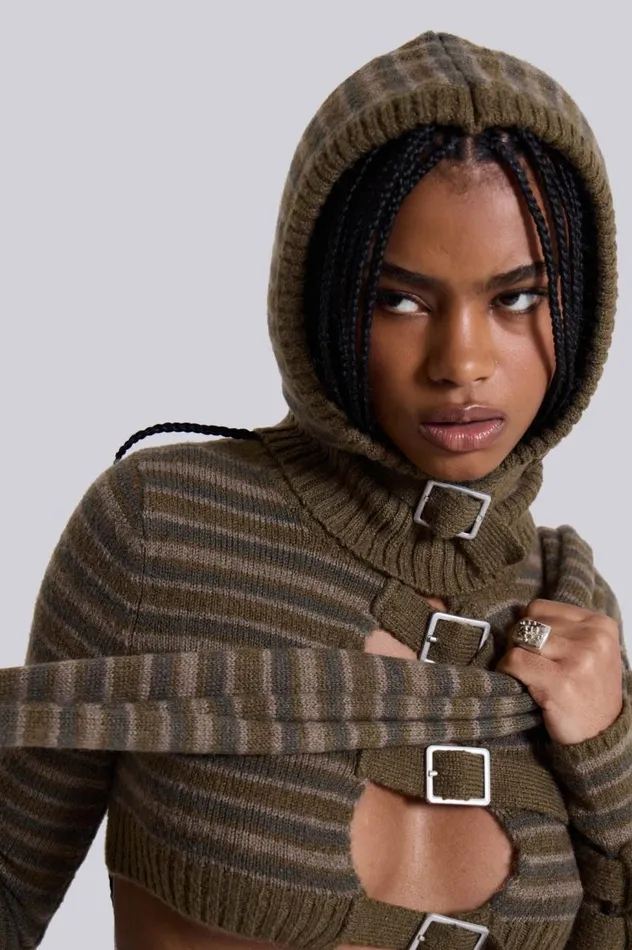 Women Veda Knitted Hood and Scarf Jaded London Knitwear