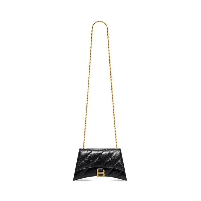Women Wallets On Chain Balenciaga Crush Xs Chain Bag Quilted In Black