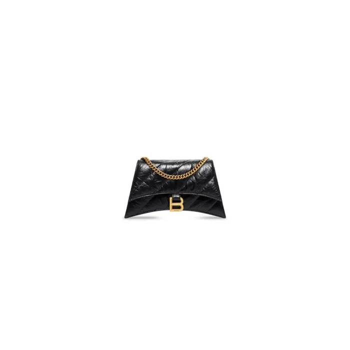 Women Wallets On Chain Balenciaga Crush Xs Chain Bag Quilted In Black