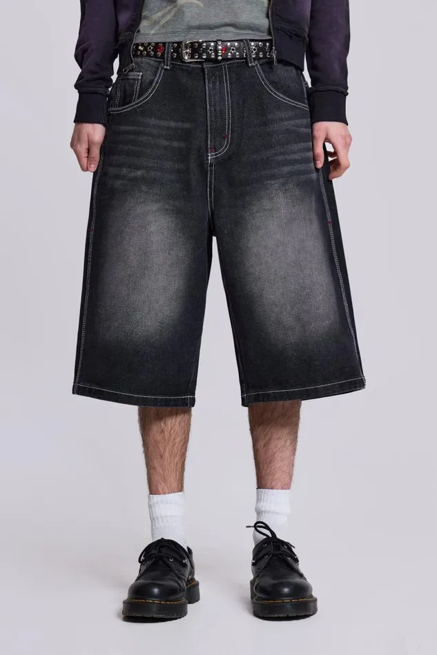 Women Washed Black Jumbo Jorts Jaded London Jeans
