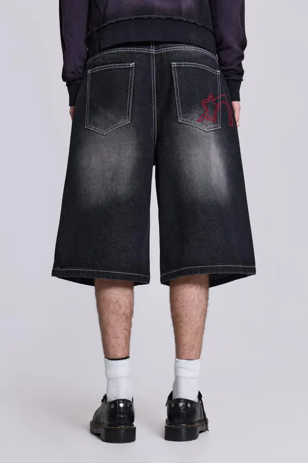 Women Washed Black Jumbo Jorts Jaded London Jeans